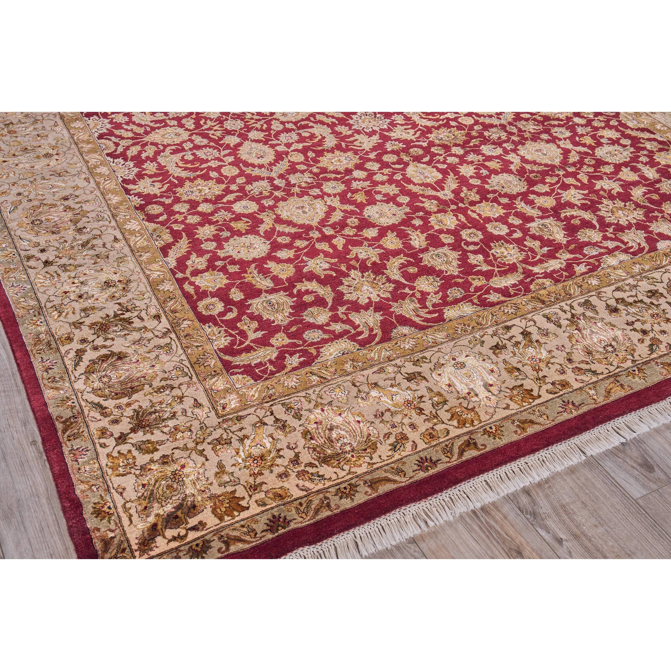 EXQUISITE RUGS ONEOFAKIND Super Fine Tabriz Hand Knotted Burgandy
